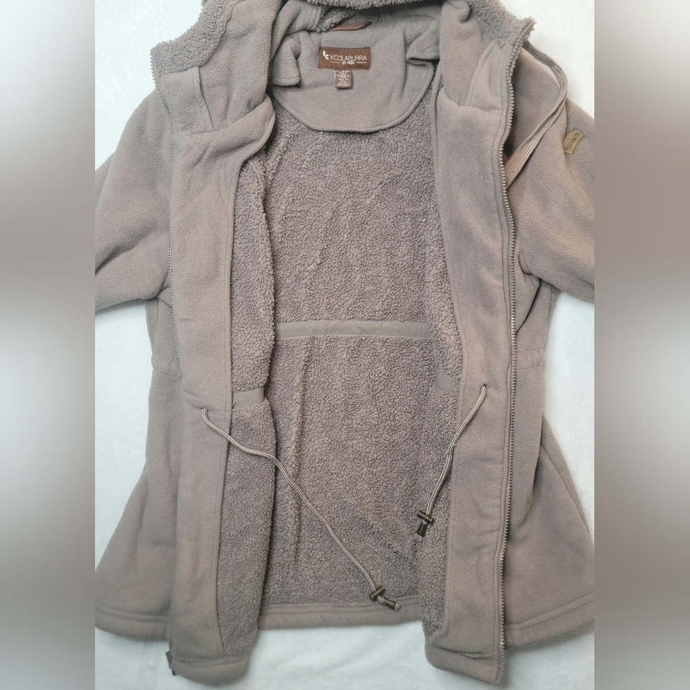 Koolaburra by UGG Cozy Sherpa Jacket Sz XL Truffle Mauve Hooded Zip Up Fleece - Picture 11 of 16